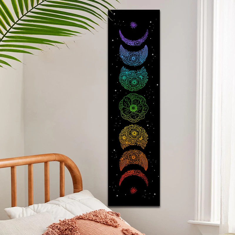 Moon Flower Tapestry Vertical Moon Phase Wall Hanging Botanical Moon Star Tappeti Tarocchi Home Room Decor Sfondo Estetico