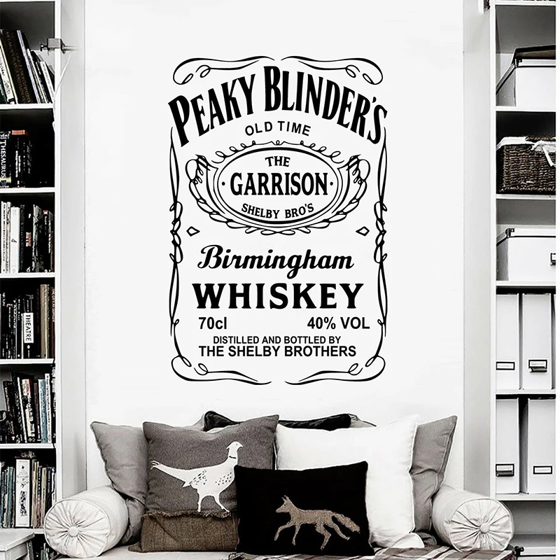 Grande Peaky Blinders Pub Whisky Wall Sticker Camera Da Letto Soggiorno Garage Bar Uomo Grotta Whisky Peaky Blinders Adesivo M331