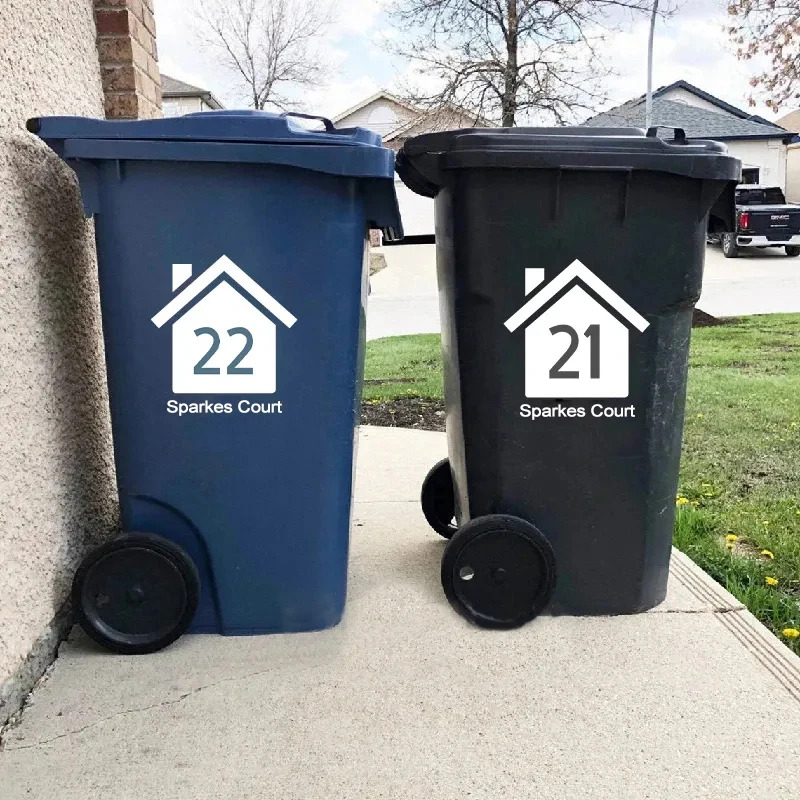 3Pcs Wheelie Bin Vinyl Sticker Custom Street House Number Container Stickers Adesivi Per Rifiuti Esterni Rimovibili Impermeabili