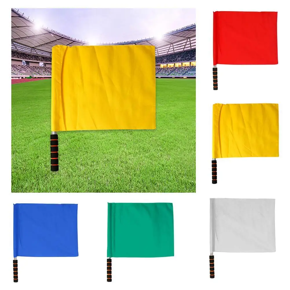 2 Pcs Soccer Linesman Flags Professional Sports Match Arbitro Flag Manico In Spugna Addensare Flagpole Court Bordor Patrol Flag