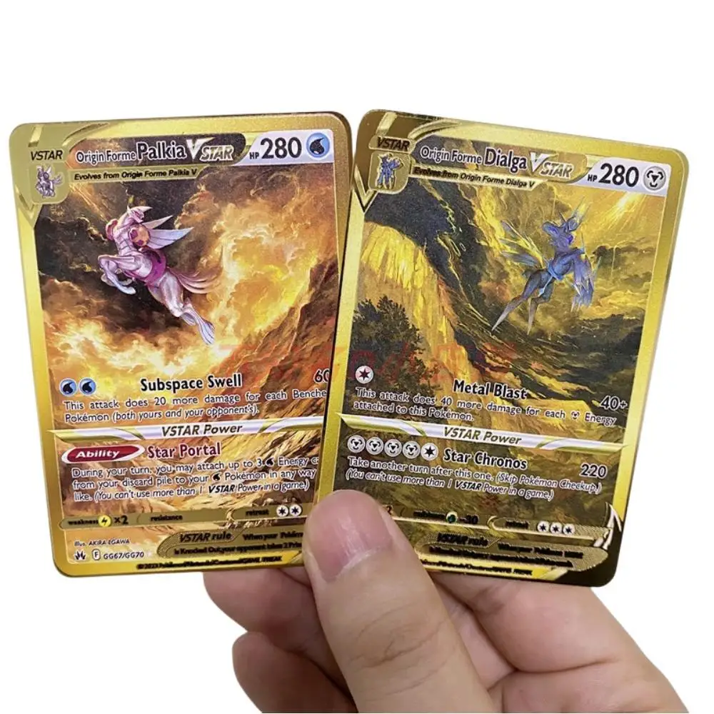 Pokemon Self Made Versione Inglese Metallo Single Card Dialga Palkia Arceus Anime Game Collection Card Toys Regali Per Bambini