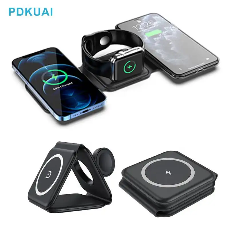 15W 3 In 1 Supporto Per Caricabatterie Wireless Magnetico Pad Pieghevole Per Iphone 14 13 12 11 Pro Max Xs X 8 Airpods Pro Iwatch 8 7 Apple Watch