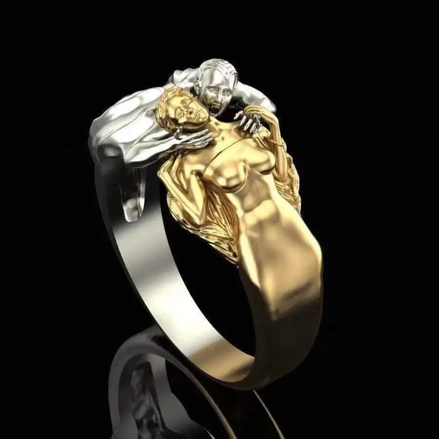 Moda Smooth Body Love Wedding Skull Ring Oro Argento Colore Figura Rame Angelo E Diavolo Anelli Per Donna Uomo Gioielli Hip Hop
