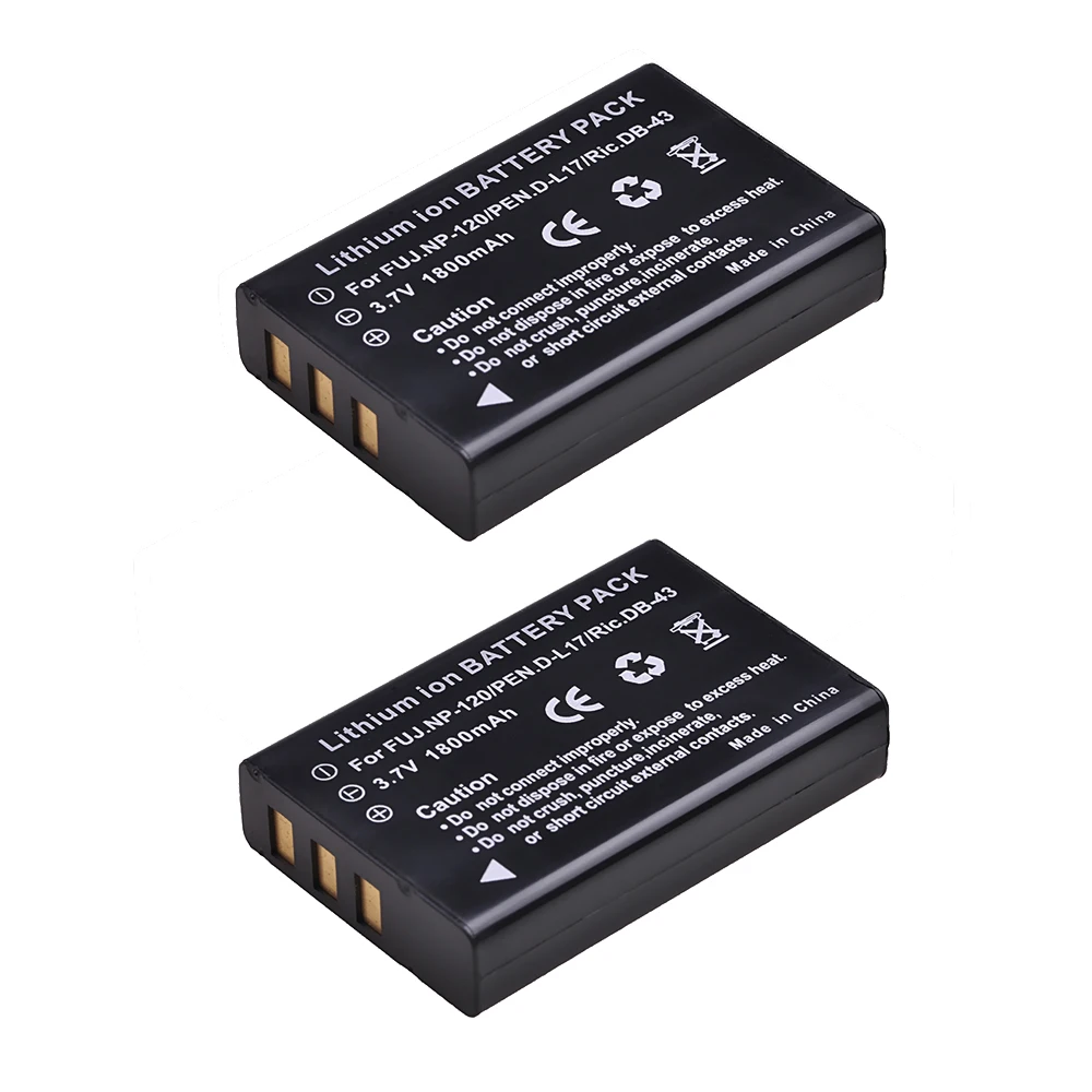 1800Mah Batteria Per Fujifilm Np-120 Pentax D-Li7 Ricoh Db-43 & Finepix 603 Finepix F10 F11 M603 Caplio 300G 400G G3 R330 Rr10
