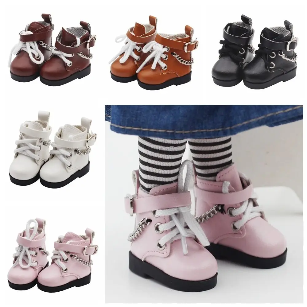 1 Paio 15Cm 1/6 Playing House Gift Change Dressing Game Scarpe Da Bambola Pu Leather Toys Accessori Mini Chain Boots