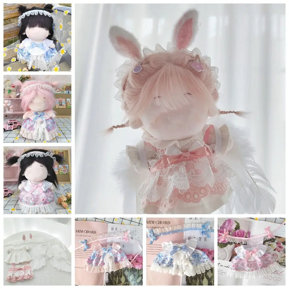 Playing House Change Dressing Game Cotton Farcito Idol Dolls Accessori Rabbit Ear Princess Dress 20Cm Vestiti Per Bambole