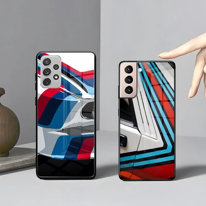 Martini Racing Colors Print Phone Case Per Samsung S23 Pro Ultra S21 S30 S22 S20 S9 S10E Note 20 10 Plus Glass Design Back
