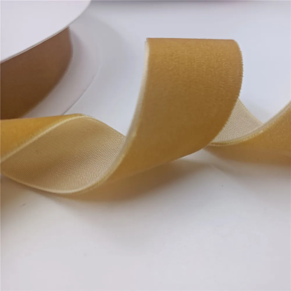 25Mm 3/5/25Yards Single Face Old Gold Velvet Ribbon Nylon Per Bouquet Regalo Fatto A Mano Wrapping Home Party Decoration Christmas