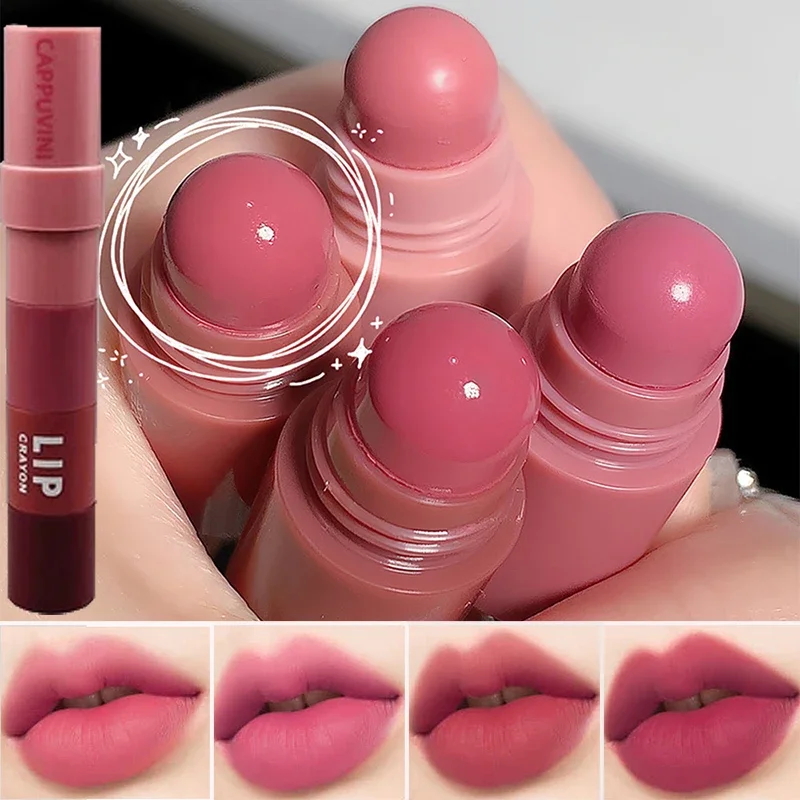 4 Pz/Set Matte Lipstick Pen Velvet Rose Purple Lip Tint Combo Long Lasting Waterproof Antiaderente Cup Lip Gloss Set Kit Cosmetico