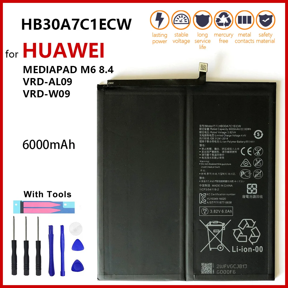 Nuova Batteria Di Ricambio Muslimah 6000Mah Per Huawei Mediapad M6 8.4 Vrd-Al09 Vrd-W09 Batteria Di Alta Qualità + Strumenti Gratuiti