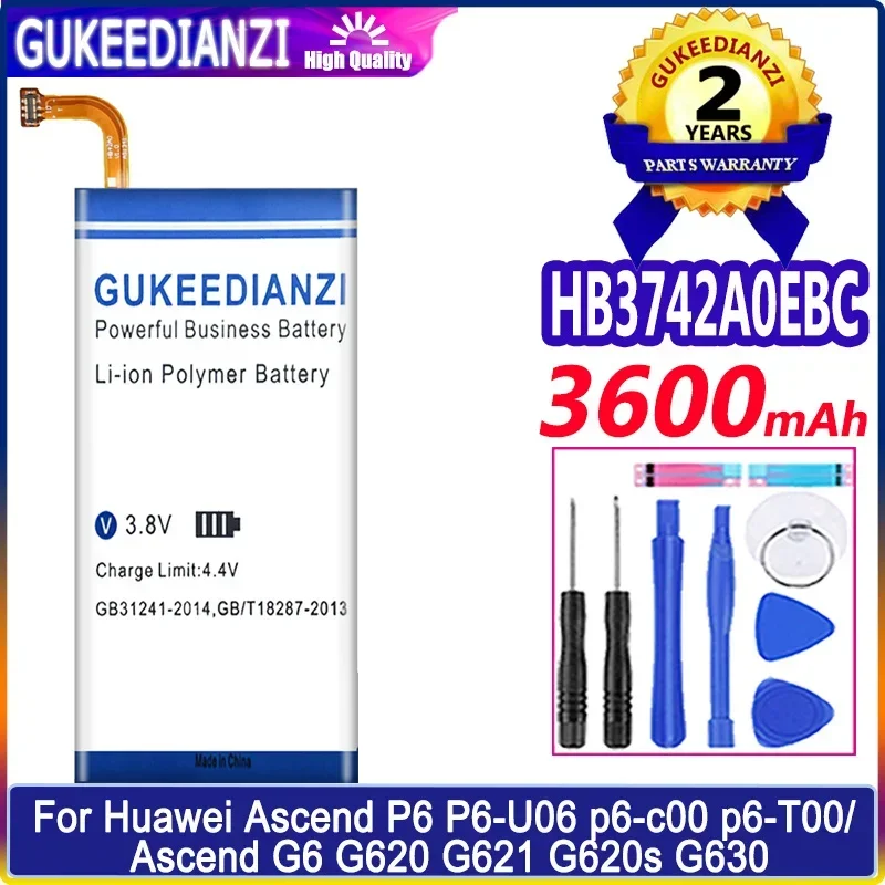 Batteria Hb3742A0Ezc Per Huawei Ascend P6 P6-U06 P6-C00 P6-T00/Ascend G6 G620 G621 G620S G630 3600Mah Batteria + Strumenti Gratuiti
