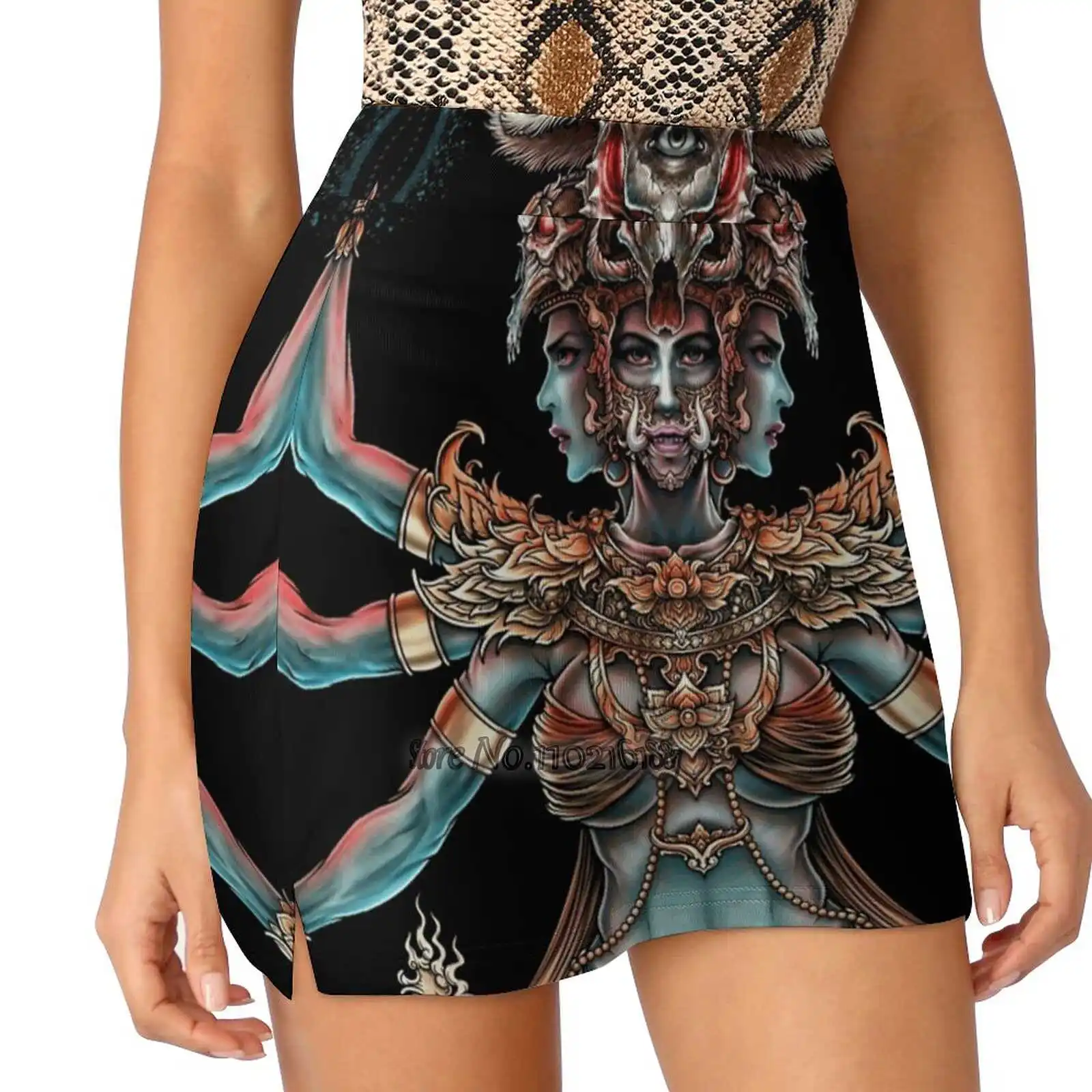 Winya No. 141 Gonna Da Golf Da Tennis Sexy A-Line Pantaloncini Harajuku Gonna Con Tasche Per Telefono Skort Yak Giant God Thai Culture Ramayana