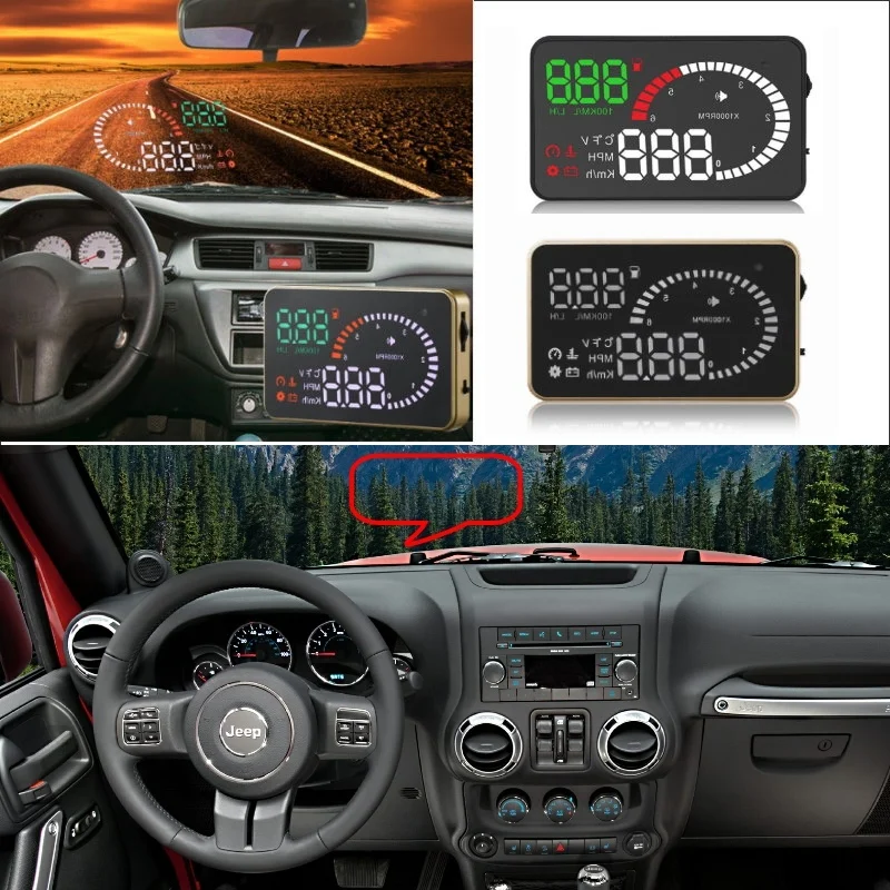 Car Hud Head Up Display Per Jeep Wrangler/Jk/Renegade/Compass/Grand Cherokee Car Digital Virsual Display Proiettore Schermo Sicuro