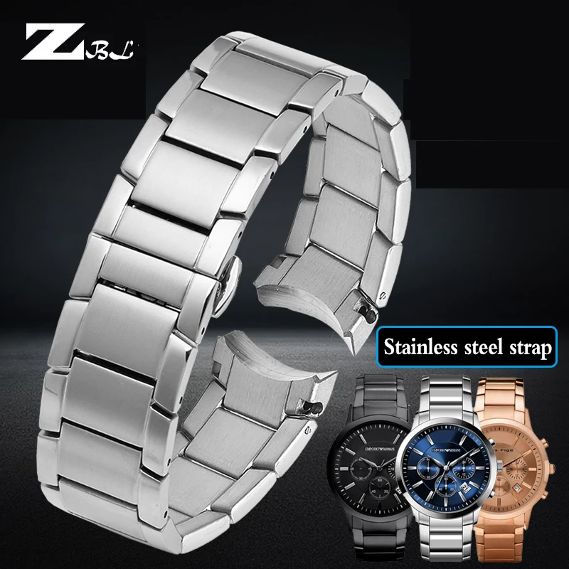 Cinturino In Acciaio Inossidabile Per Armani Ar2447 Ar2448 Ar2434 Ar2432 Ar2433 Serie Fibbia A Farfalla Cinturino Per Orologio In Oro Rosa Argento Ner