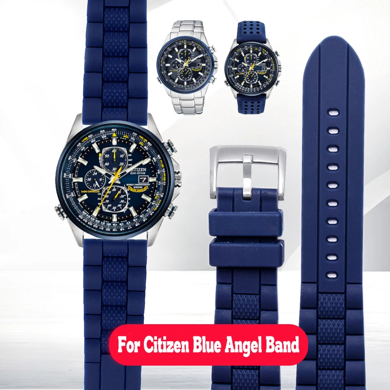 Cinturino In Silicone Per Citizen At8020-03L Blue Angel Armani Cinturino In Gomma Air Eagle Jy8035 Accessori Traspiranti 22Mm 23Mm