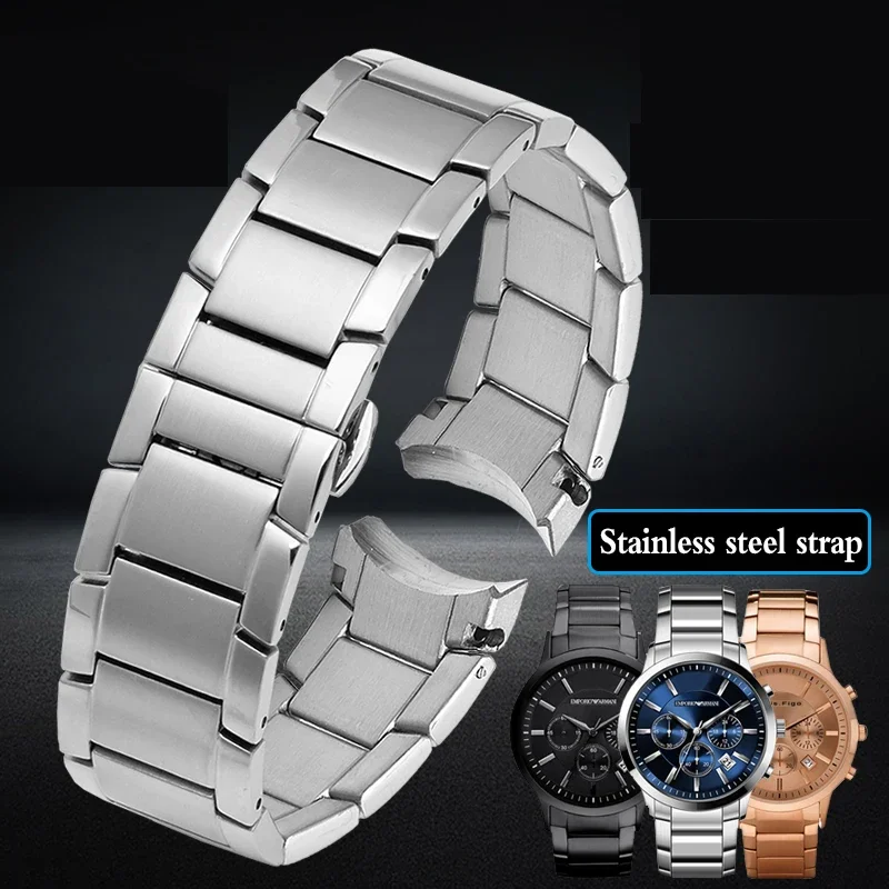Cinturino In Acciaio Inossidabile Per Armani Ar2447 Ar2448 Ar2434 Ar2432 Ar2433 Fibbia A Farfalla Cinturino Per Orologio In Oro Rosa Argento Nero