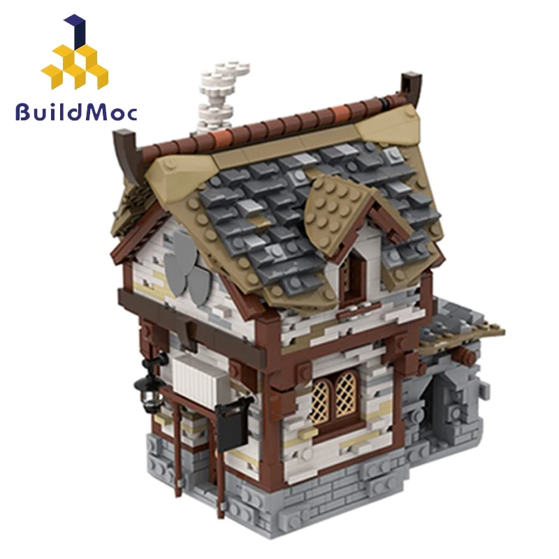 Buildmoc Creativo Castello Architettura Cantina Medievale Smithy Moc Città Città Street House Pub Scena Retrò Blocchi Giocattolo Per Bambini