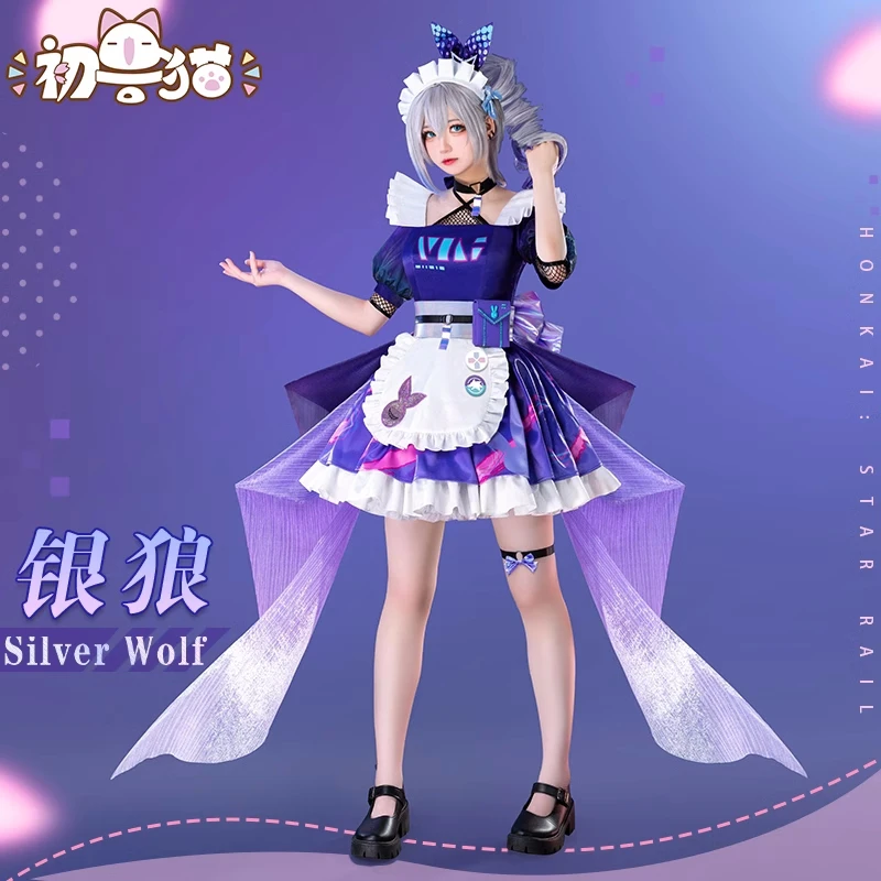 Pre-Vendita Silver Wolf Cosplay Dress Game Honkai: Star Rail Doujin Women Lovely Maid Role Play Dress Suit Comic-Con Set Completo Nuovo