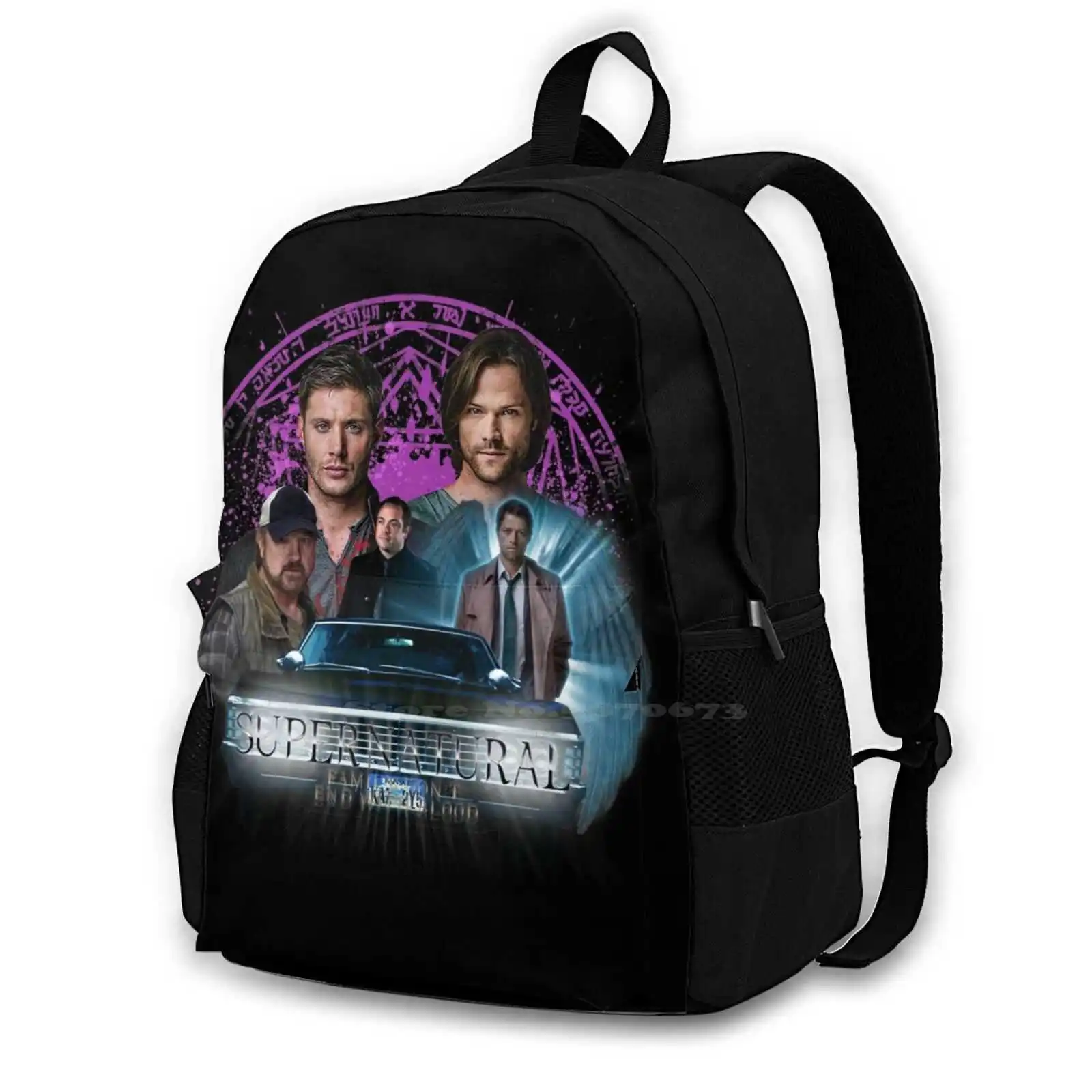 Supernatural Family Dont End With Blood 2 Teen College Student Zaino Borse Da Viaggio Per Laptop Supernatural Castiel Angel Demon