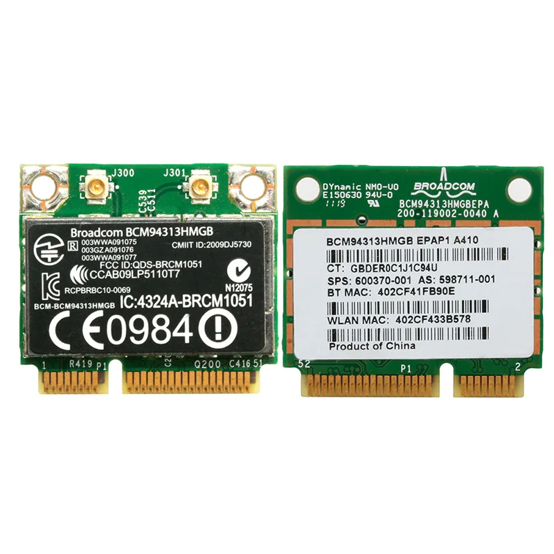 Mezza Mini Pci-E 802.11N Wifi Scheda Bluetooth Bcm94313Hmgb 600370-001 Per Dell Hp