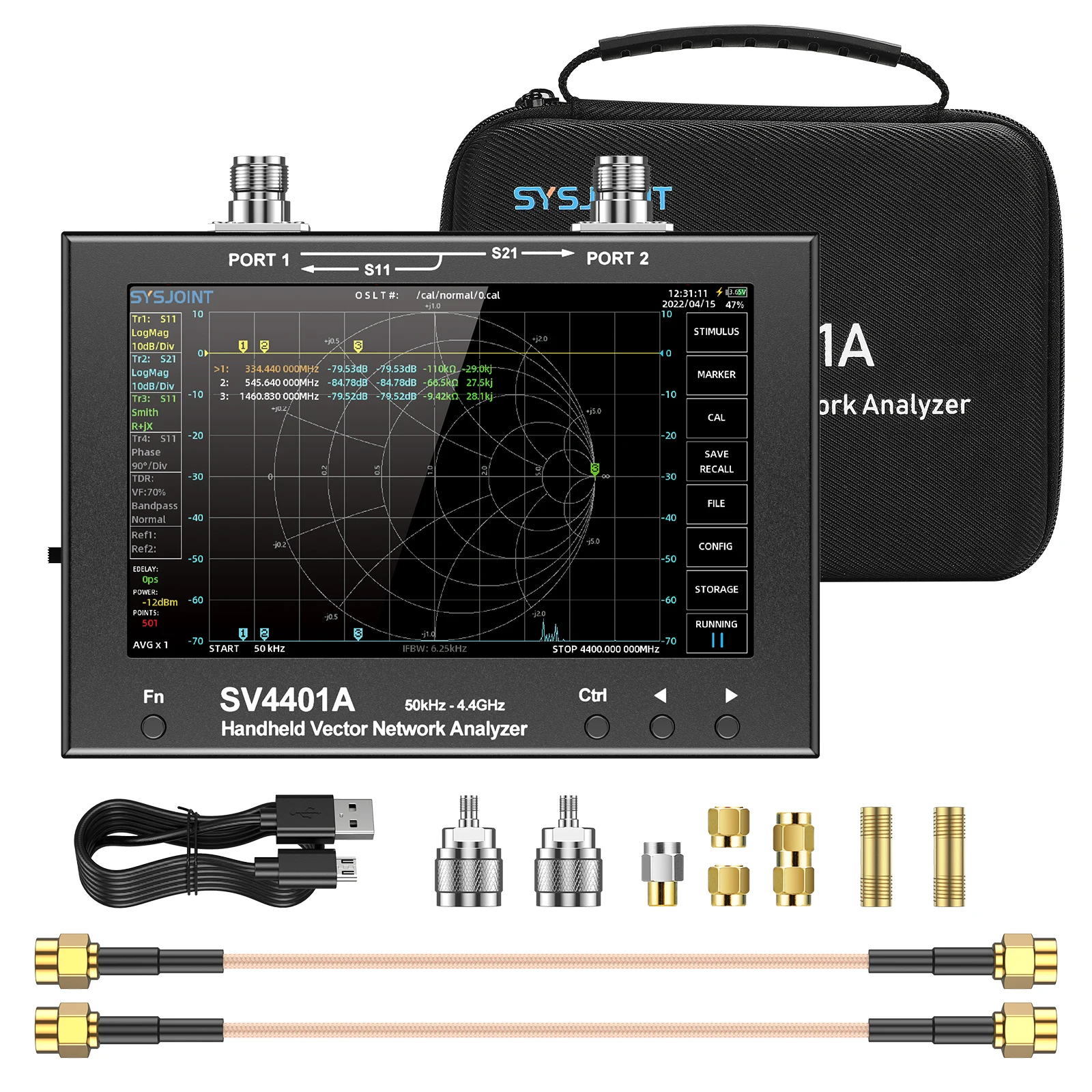 Sv4401A 7 "Touch Lcd 50Khz-4.4Ghz Nanovna Vna Vector Network Antenna Analyzer Uhf Hf Vhf Swr 100Db Dynamic Nanovna Tester