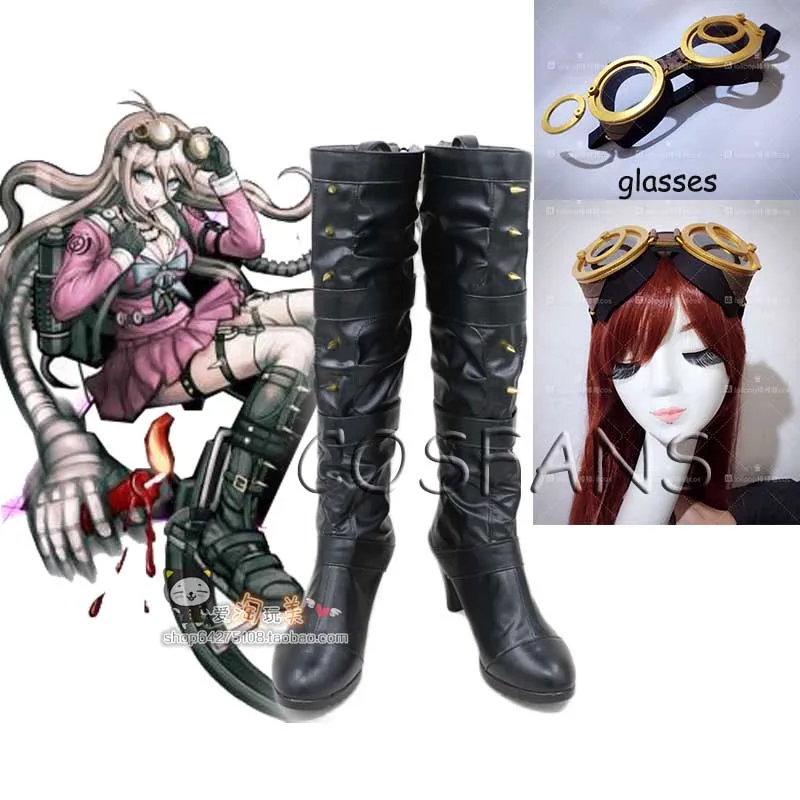 Danganronpa V3: Killing Harmony Iruma Miu Shoes Games Personalizza Donna Uomo Cosplay Tacchi Alti Scarpe Stivali Halloween Occhiali Puntelli
