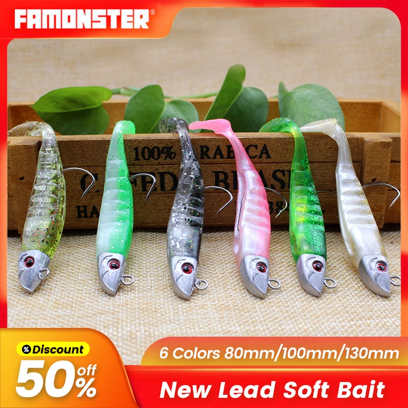 Famonster Fishing Lure Black Minnow Jig Lead Head Fishing Lure Artificiale Soft Bait Sinking Jig Swimbait Tackle Lurre Wobblers