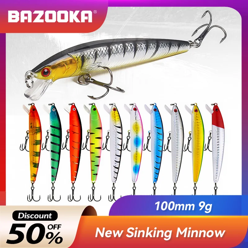 Bazooka Black Floating Minnow Fishing Lure Popper Carkbait Swimbaits Hard Wobblers Vib Perch Trout Bass Pike Ice Winter Baits