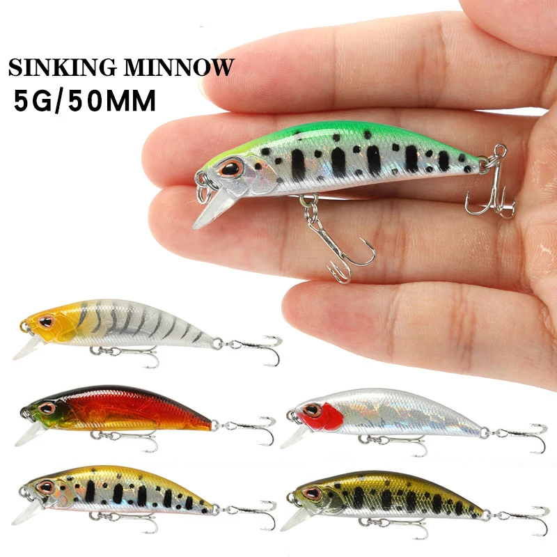1 Pz Black Minnow Lure 5Cm 5G Minnow Fishing Lure Artificiale Jerkbait Quality Hooks Wobbler Crankbait Fishing Lure Tackle