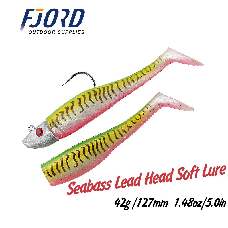 Fdic Black Minnow Fishing Lure 127Mm 42G Silicon Bait Soft Lure Bass Pike Lead Jig Head Fishing Bait Tackle Accessori
