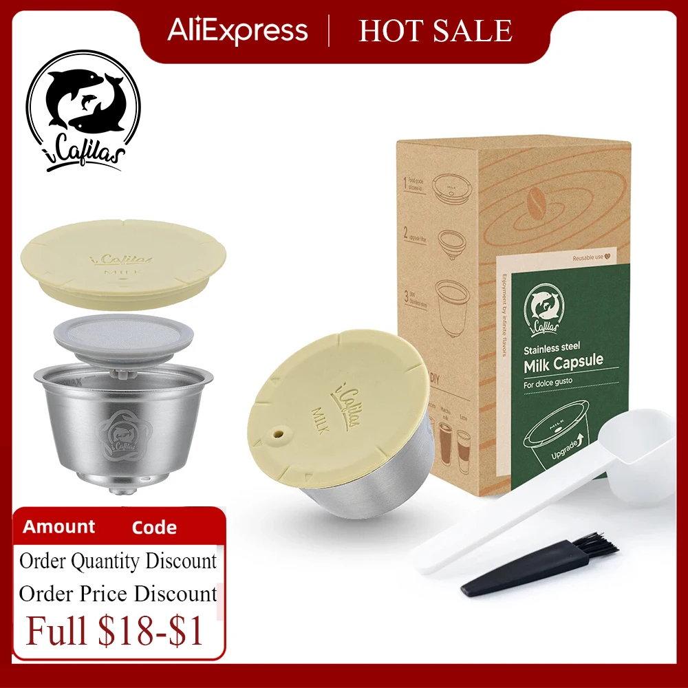 Icafilas Capsula Di Latte Riutilizzabile Per Dolce Gusto Filtro Crema Caffè Ricaricabile Maker Pods Versione Di Aggiornamento Per Mini Me Machine