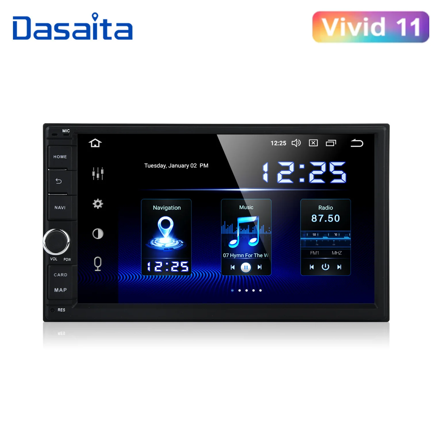 Dasaita 2 Din Android Autoradio 7 "Universal Car No Lettore Dvd Gps Stereo Audio Head Unit Supporto Dab Dvr Obd Multimedia Pc