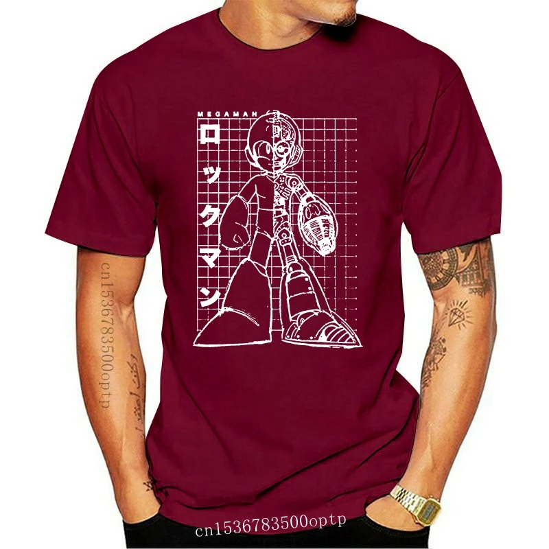 Nuova Maglietta Nera Da Uomo Rockman Megaman Grid