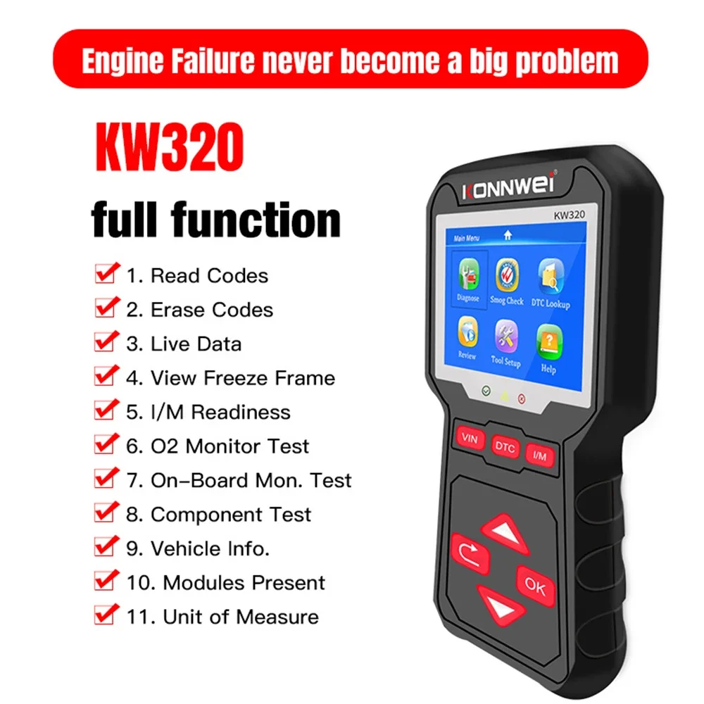 Konnwei Kw320 Obd2 Scanner Per Auto Obd Auto Tools Obd 2 Strumento Diagnostico Scanner Automobilistico Professionale Lettore Di Codici Per Auto Per Au