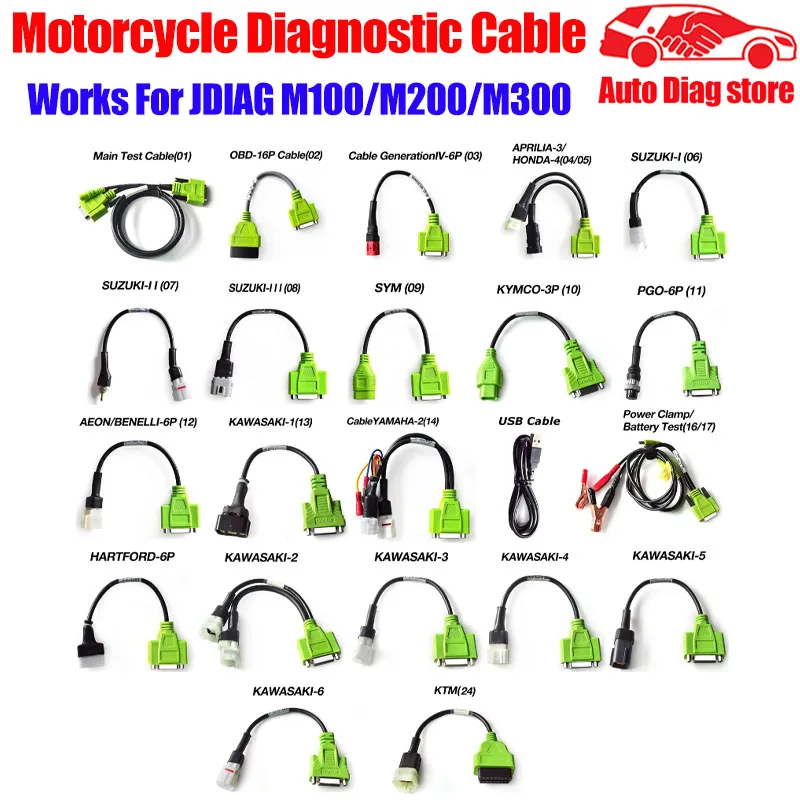 Adattatore Diagnostico Per Moto Cavo Connettore Obd2 Per Bmw 10P Honda 4P Suzuki 4P/6P Cavo Yamaha 3P/4P Ktm 6P Kawasaki 4P/6P/8P