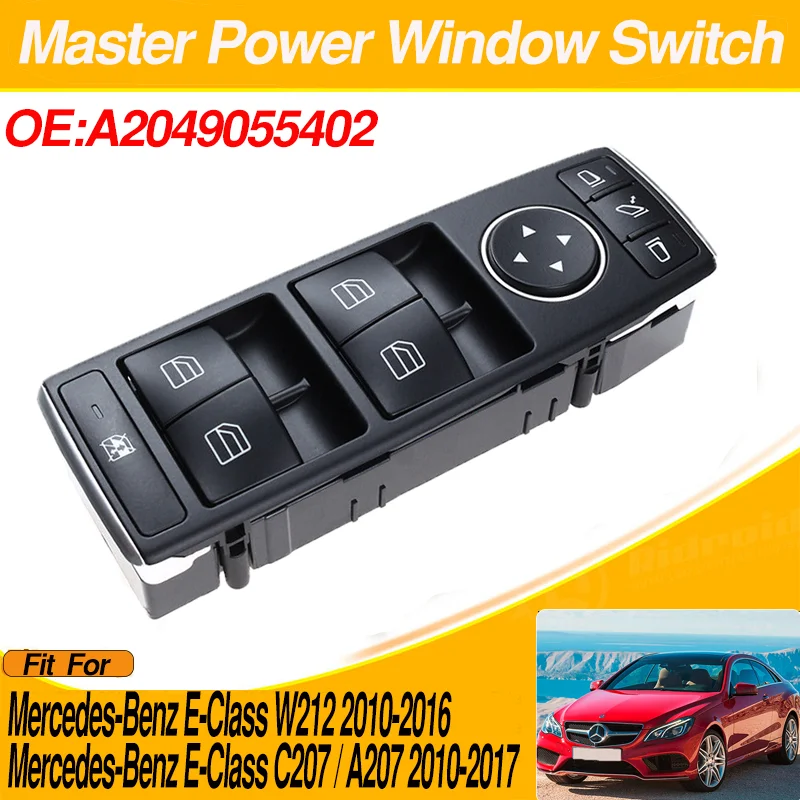 Interruttore Alzacristallo Elettrico A2049055402 Per Mercedes-Benz Classe E W212 Mercedes-Benz Classe E C207 / A207 2010-2017