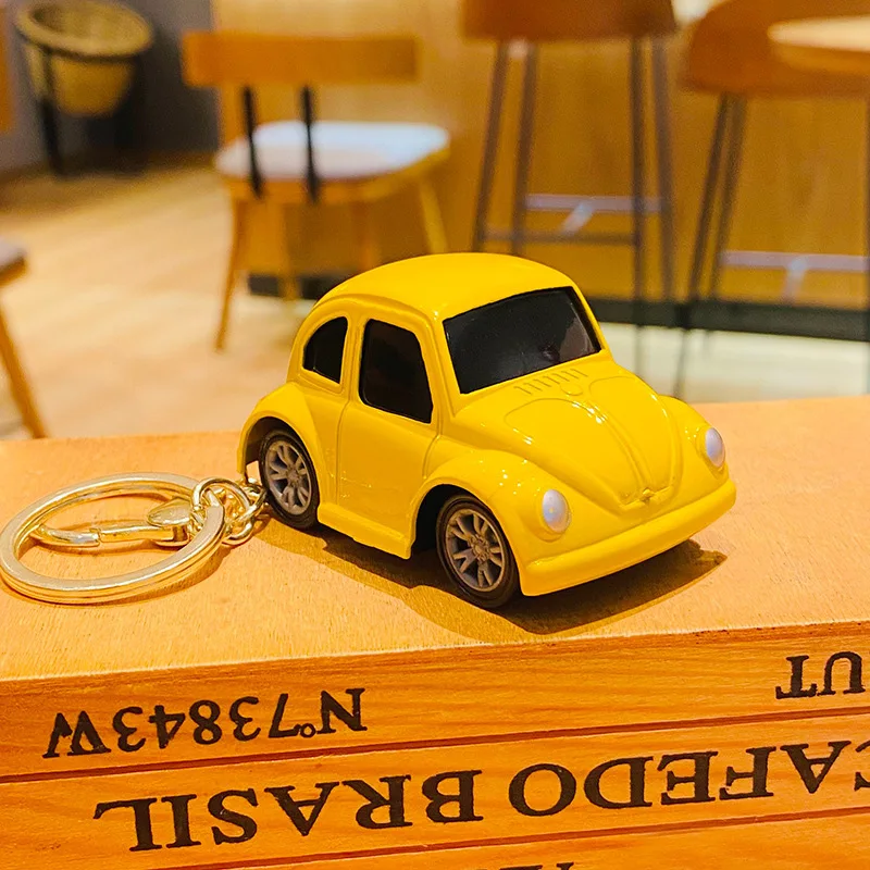 Cartoon Taxi Scuolabus Car Pull-Back Portachiavi Per Veicolo Per Chiavi Borsa Gingillo Creativo Volkswagen Beetle Model Car Portachiavi Toys