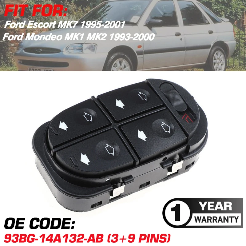 Interruttore Di Comando Alzacristallo Elettrico Per Ford Escort Mk7 1995-2001 Ford Mondeo Mk1 Mk2 1993-2000 3 + 9 Pin