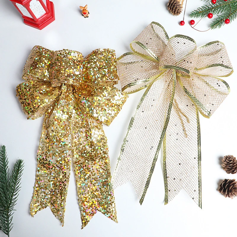 1Pc Liquidations Di Natale Ciondolo Con Fiocco Incandescente Bowknot Tree Topper Light Up Bow Hanging Battery Powered String Ice Skating Party