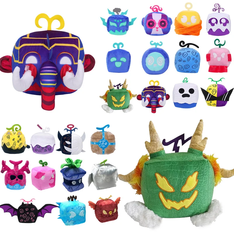 11-15Cm Blox Fruits Anime Game Peluche Fruit Leopard Pattern Box Plushies Toy Soft Farcito Fruits Toy Regalo Di Natale Per Bambini