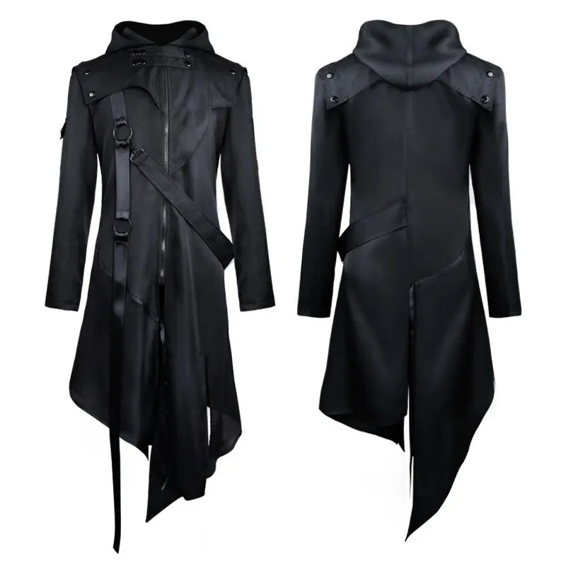 Uomo Medievale Vampire Devil Coat Gothic Steampunk Vintage Trench Pirate Jacket Costumi Cosplay Retro Warrior Knight Soprabito