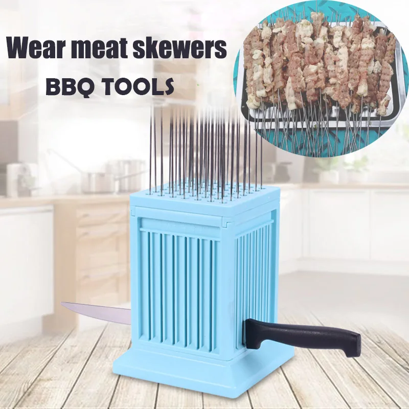Strumenti Per Spiedini Di Carne Per Barbecue 49 Spiedini Di Corde Indossare La Macchina Per Artefatto Di Tofu Barbecue Carne Stringer Macchina Mangal 