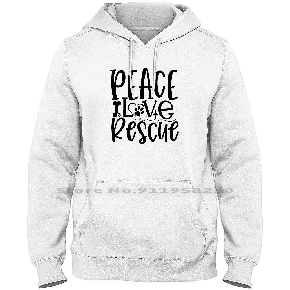 Peace Love Rescue 01 Uomo Donna Felpa Con Cappuccio Maglione 6Xl Big Size Cotton Rescue Kitten Peace Love Cute Ten Pet Paw Cue Ace Love