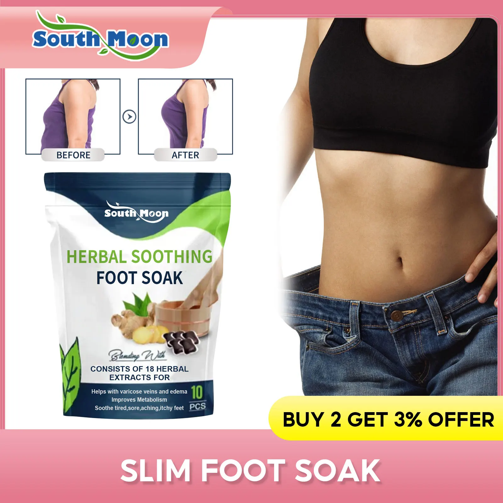 Slim Foot Soak Fat Burning Linfodrenaggio Vene Varicose Sollievo Deumidificazione Alleviare Lo Stress Shape Up Foot Bath Capsule