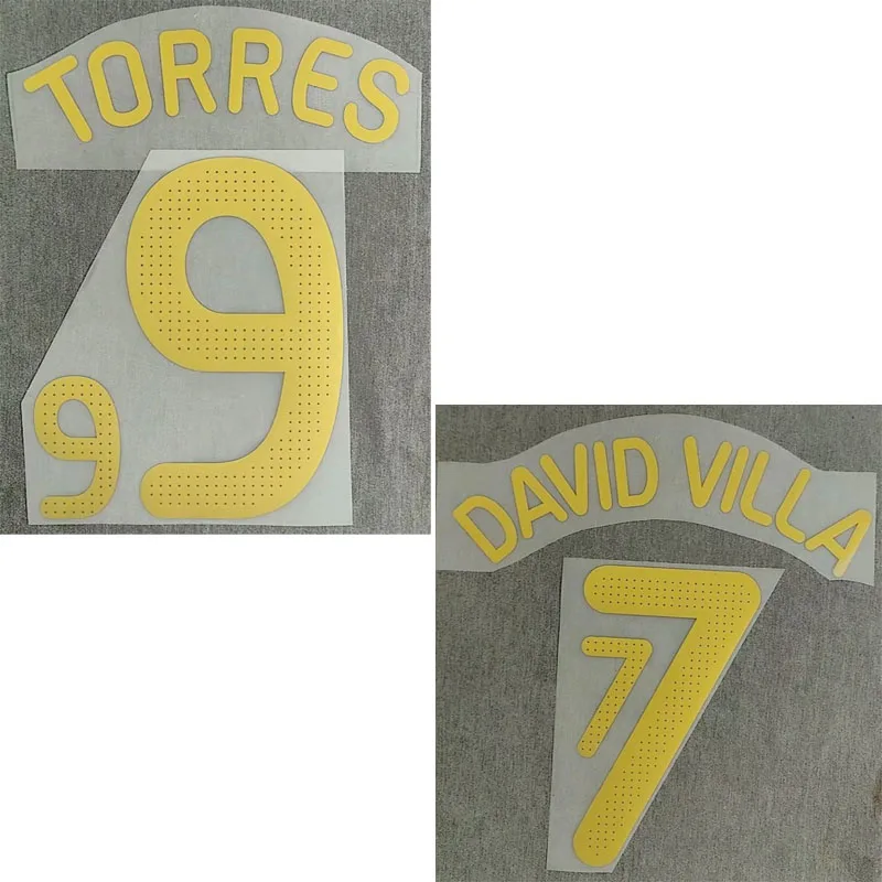 2010 #7 David Villa Nameset Gold #9 Stampa Toris Soccer Patch Hot Stamping Badge