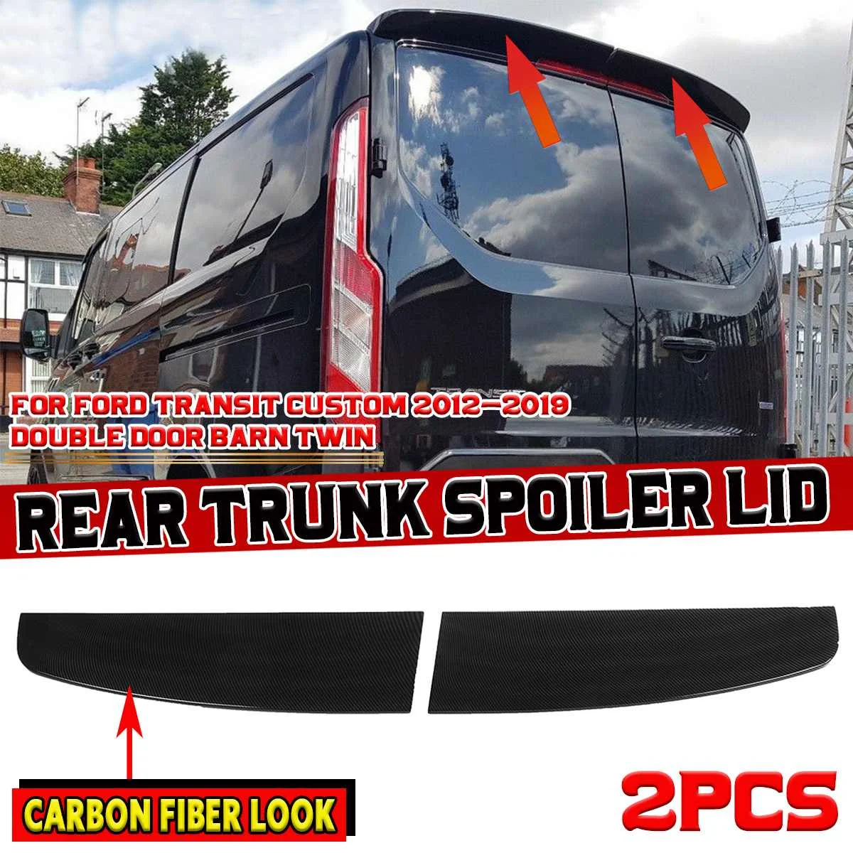 Car Rear Trunk Boot Lip Spoiler Wing Lip Extensions Per Ford Per Transit Per Custom 2012-2019 Double Door Barn Twin Tail Wing