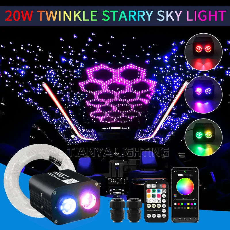 20W Twinkle Starry Sky Car Star Light Roof Led Light Fibra Ottica Light Sky Star Soffitto Decor Doppie Teste Controllo Indipendente