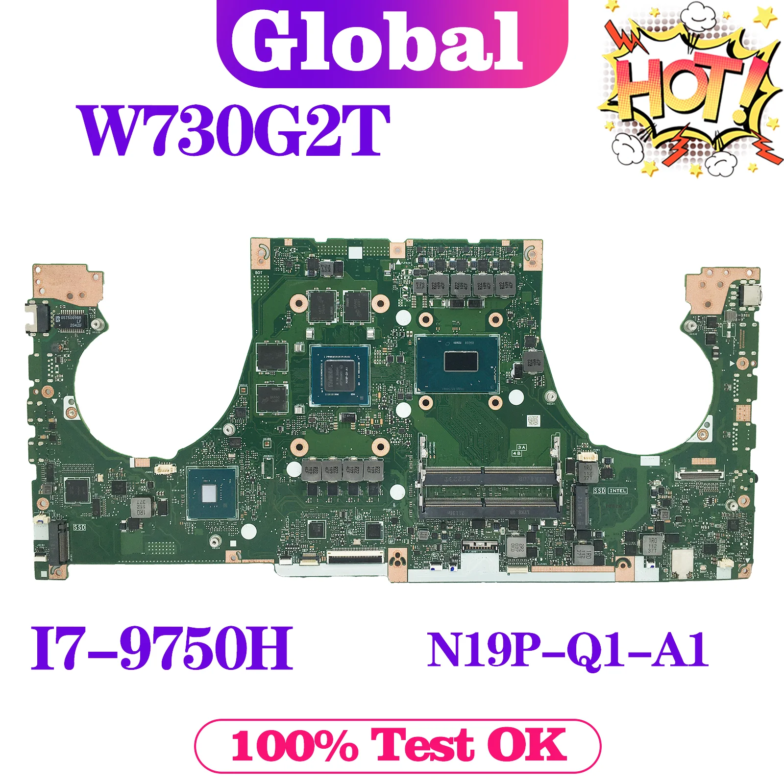 Scheda Madre Kefu Per Asus Proart Studiobook Pro X W730G2T W730G1T Scheda Madre Del Computer Portatile I7-9750H Cpu T1000 Gpu