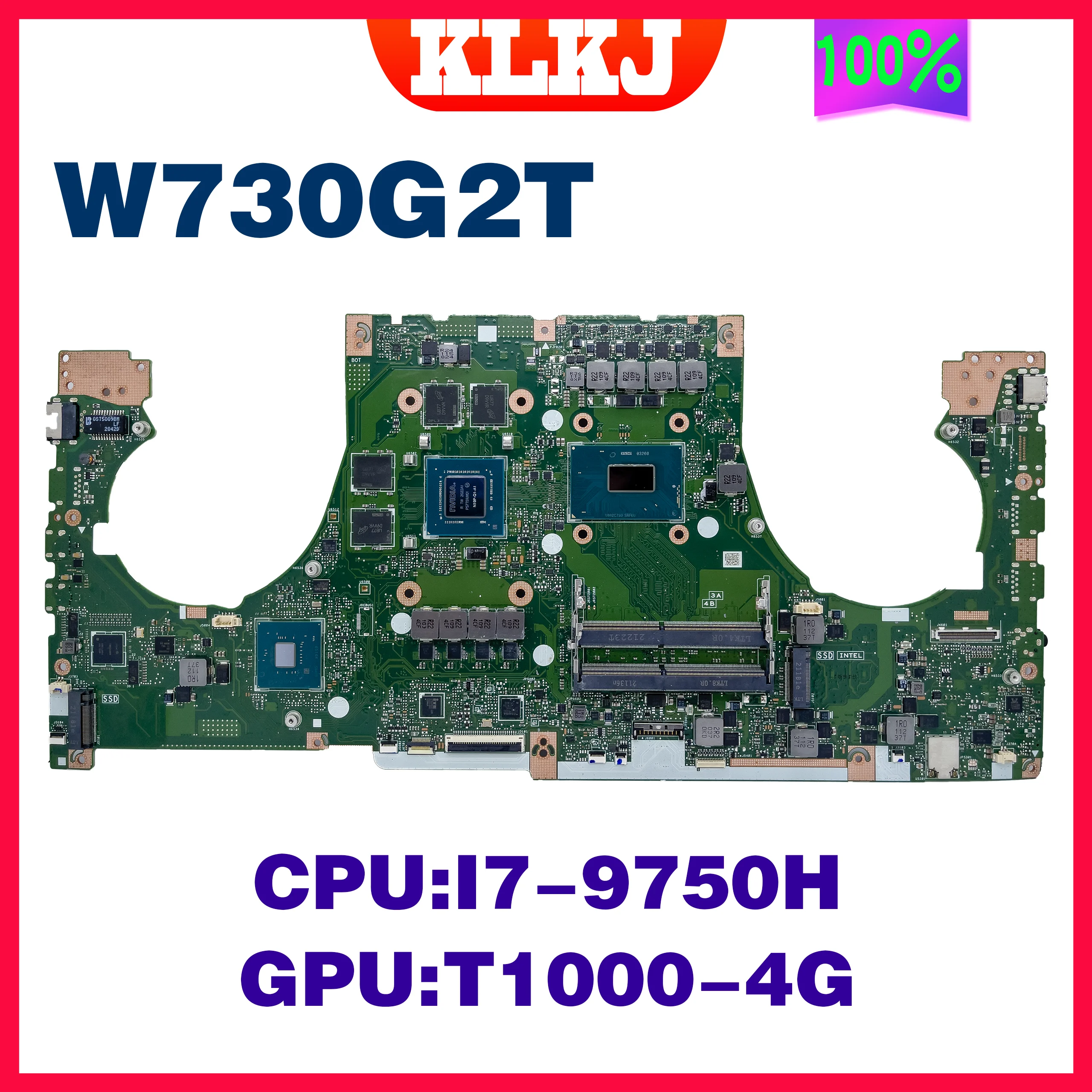 Scheda Madre Dinzi W730G2T Per Asus Proart Studiobook Pro X Notebook W730G2T-H8007R Mainboard I7-9750H T1000 V4G 100% Funziona Bene