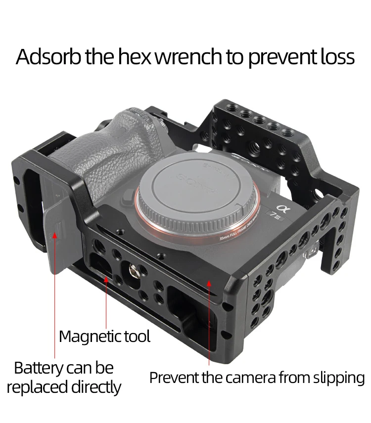 Bexin All-Inclusive  Slr Camera Cage Aluminum Alloy Vertical Shooting Bracket Suitable For Arca Swiss Camp Sony A7R3 A7M3